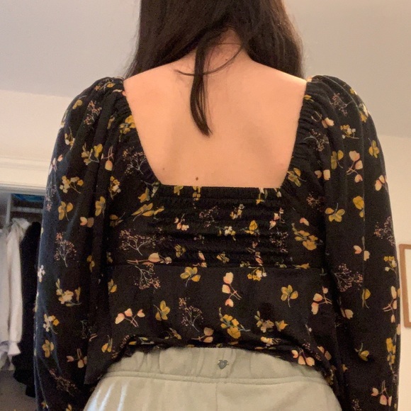 Urban Outfitters Black Floral Cutout Blouse - Picture 2 of 6